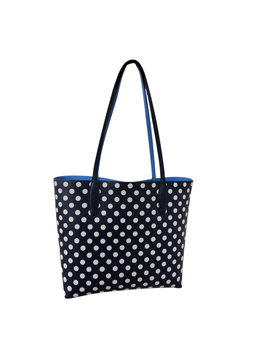 kate spade Navy and White Polka Dot Tote with Blue Interior - Picture 2 of 8